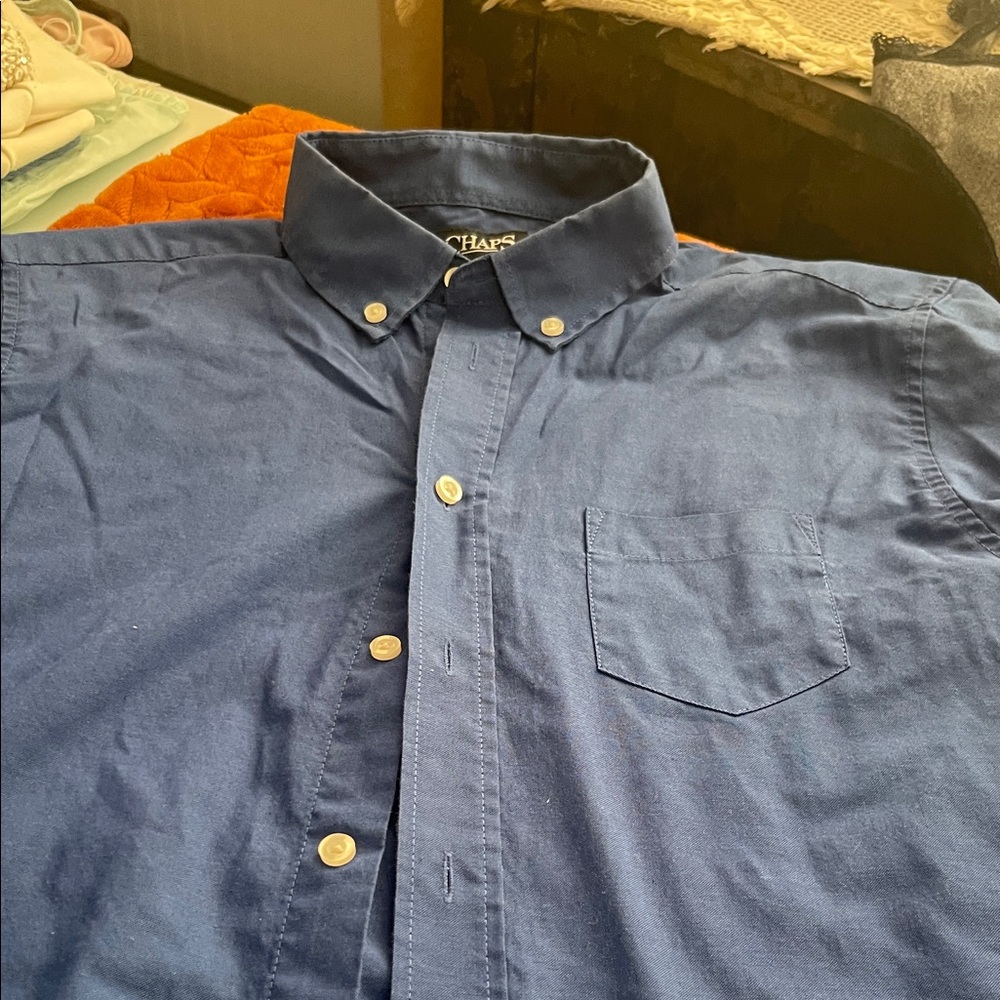 Men's Blue Button-Down Shirt- Chaps,  gently used